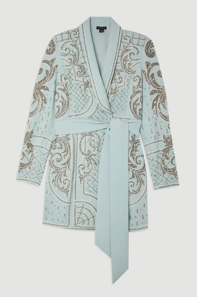 Crystal Embellished Woven Blazer Mini Dress Mint Women Karen Millen Dresses