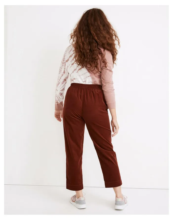 Curvy Tapered Huston Pull On Crop Pants In Corduroy Rusted Burgundy Women Madewell Pants