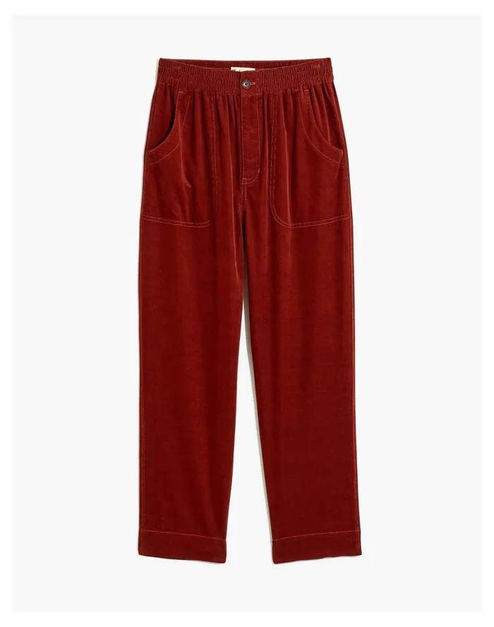 Curvy Tapered Huston Pull On Crop Pants In Corduroy Rusted Burgundy Women Madewell Pants