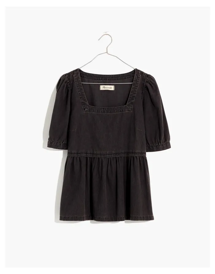 Denim Babydoll Top In Lunar Wash Lunar Wash Women Madewell Tops and Shirts