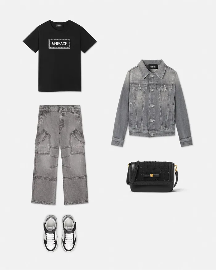 Denim Kids Versace Cargo Jeans Gray