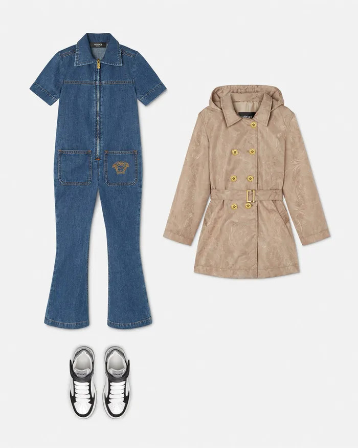 Denim Kids Versace Denim Jumpsuit Blue