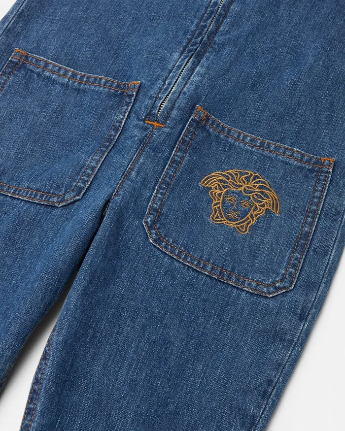 Denim Kids Versace Denim Jumpsuit Blue