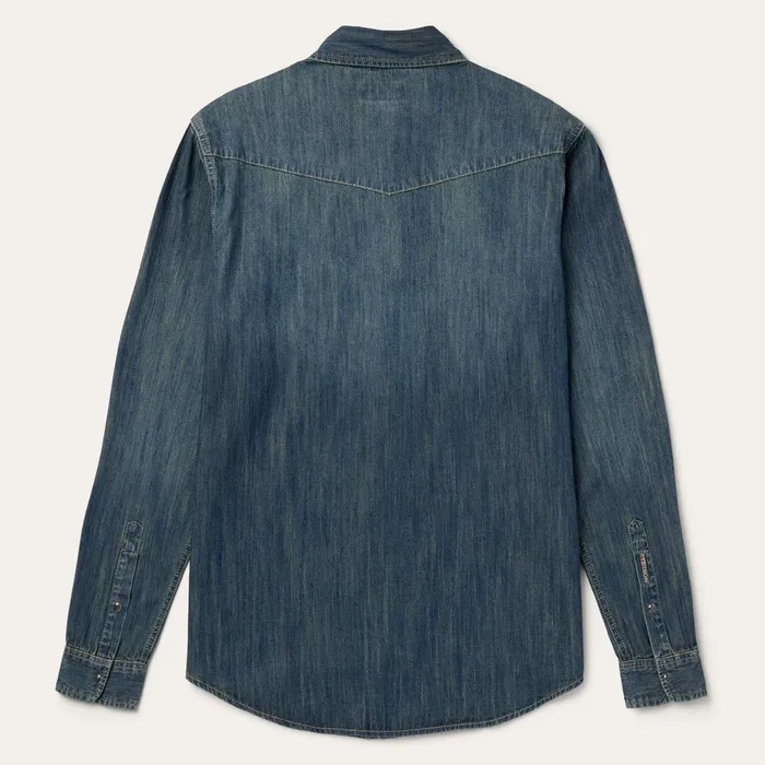Denim Shirts Men Stetson Dark Denim Western Shirt Blue
