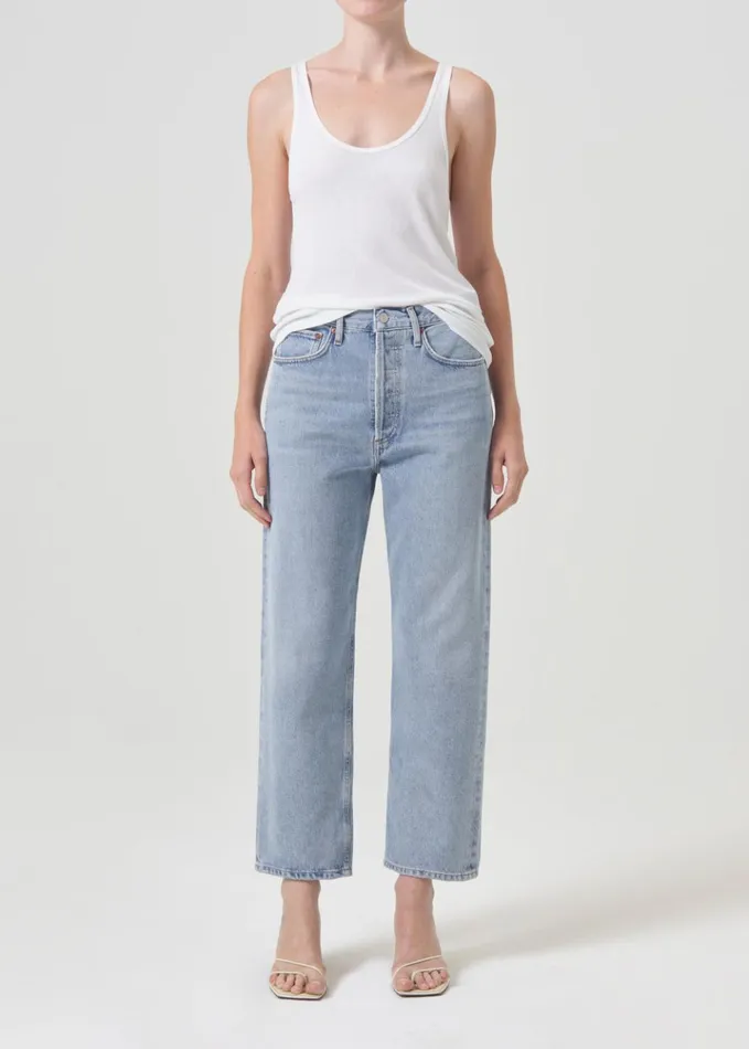 Denim Women Agolde 90s Crop Mid Rise Loose Fit Replica