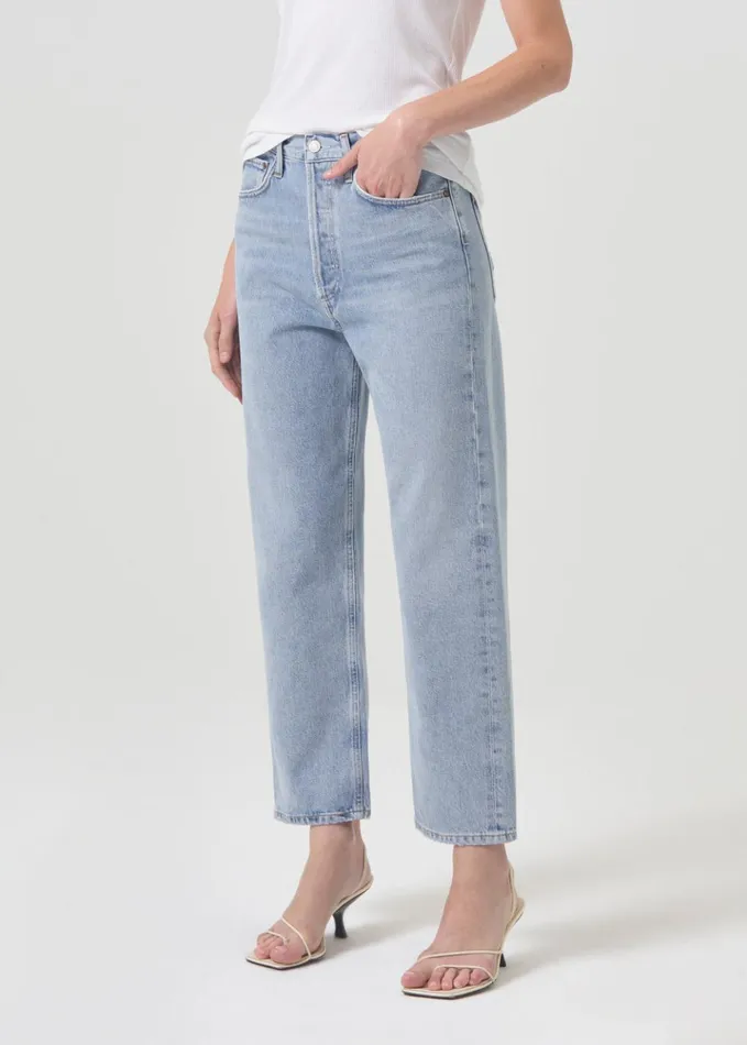 Denim Women Agolde 90s Crop Mid Rise Loose Fit Replica