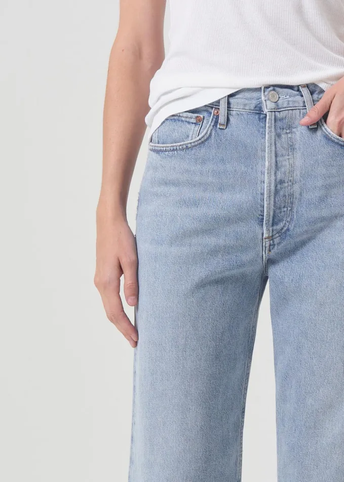 Denim Women Agolde 90s Crop Mid Rise Loose Fit Replica