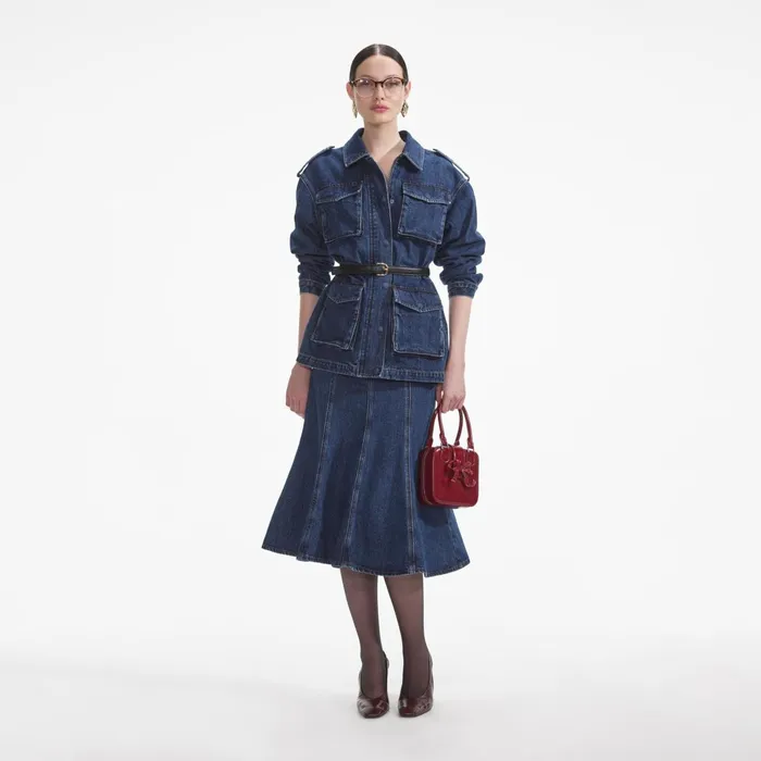 Denim Women Self Portrait Denim Utility Jacket