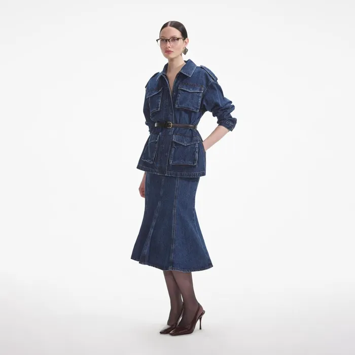 Denim Women Self Portrait Denim Utility Jacket