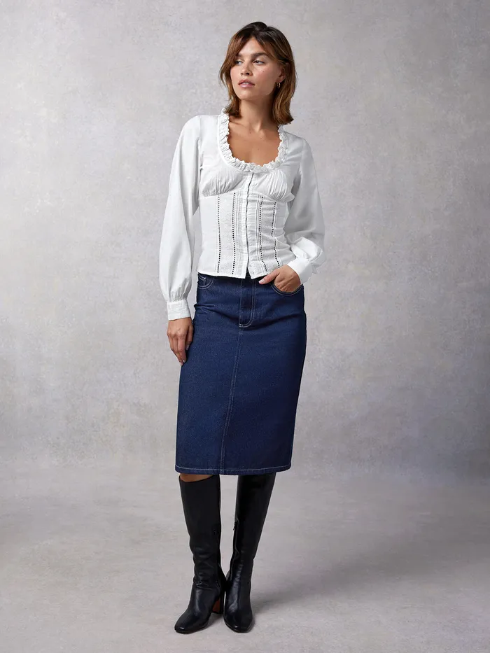 Denitsa Skirt Uni Indigo Rinse Skirts Rouje Women