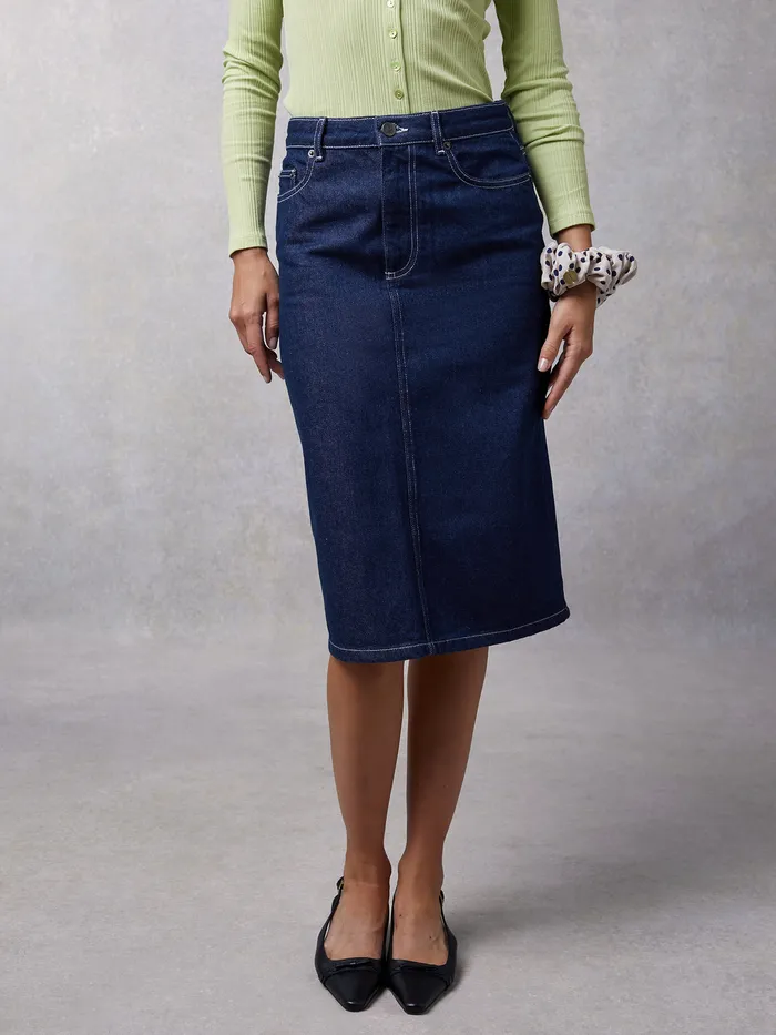 Denitsa Skirt Uni Indigo Rinse Skirts Rouje Women