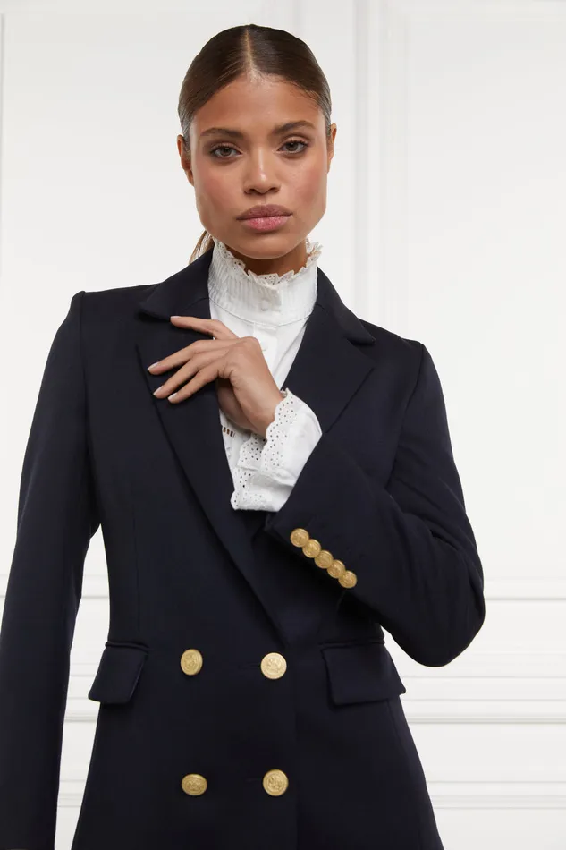 Double Breasted Blazer Navy Twill Women Holland Cooper Jackets