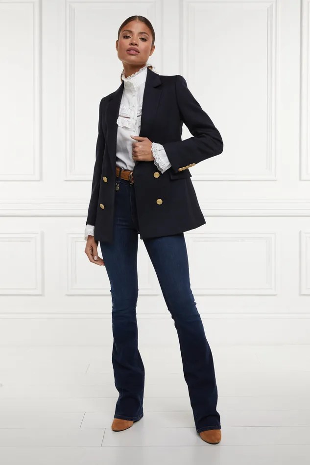 Double Breasted Blazer Navy Twill Women Holland Cooper Jackets