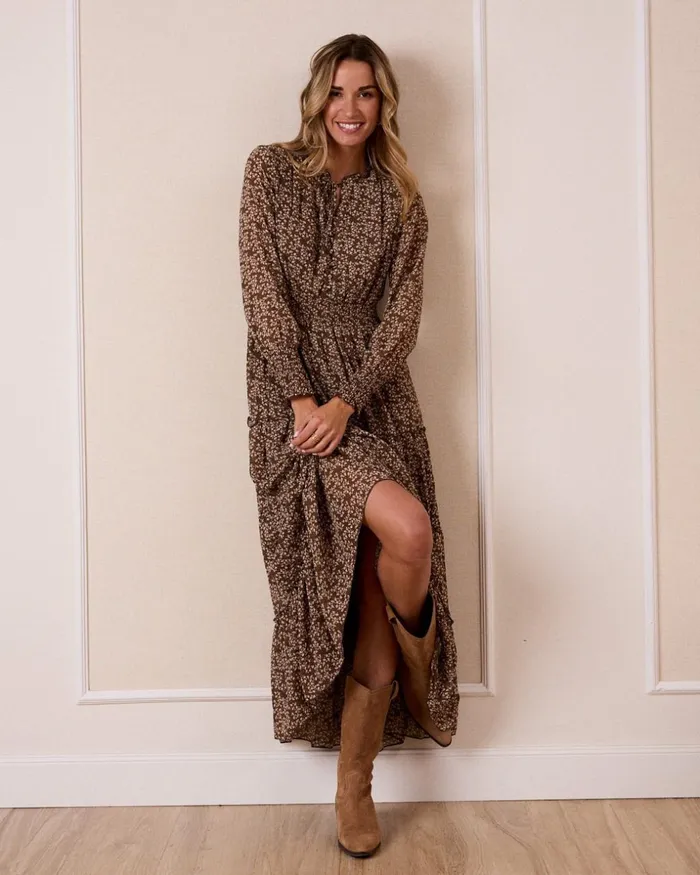 Dress Flowers Safira Brown Women Polin Et Moi Dresses And Jumpsuits