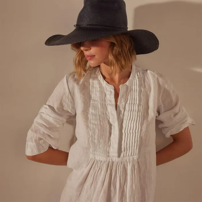 DressesJumpsuits Women James Perse Linen Pin Tuck Dress White