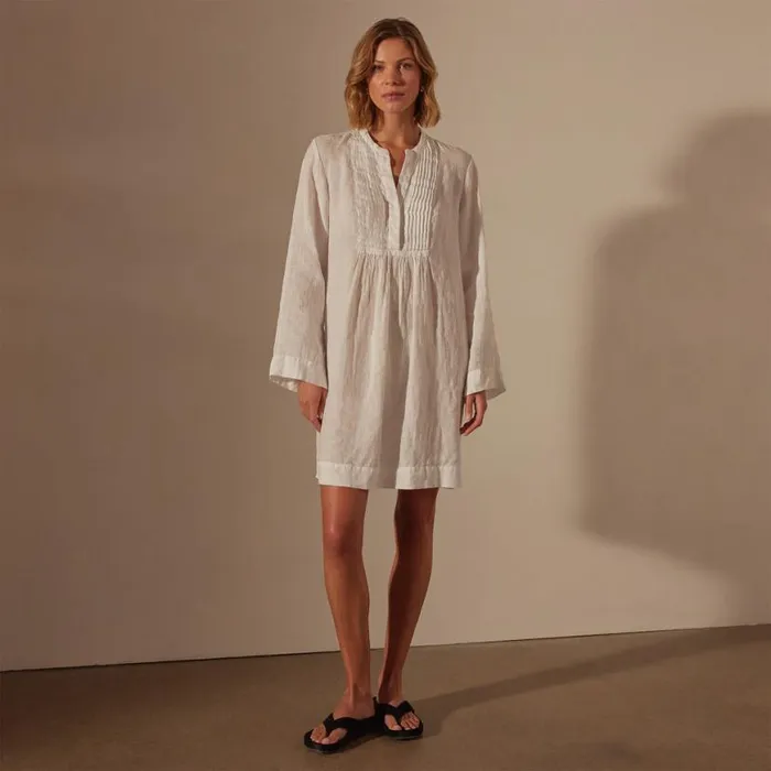 DressesJumpsuits Women James Perse Linen Pin Tuck Dress White