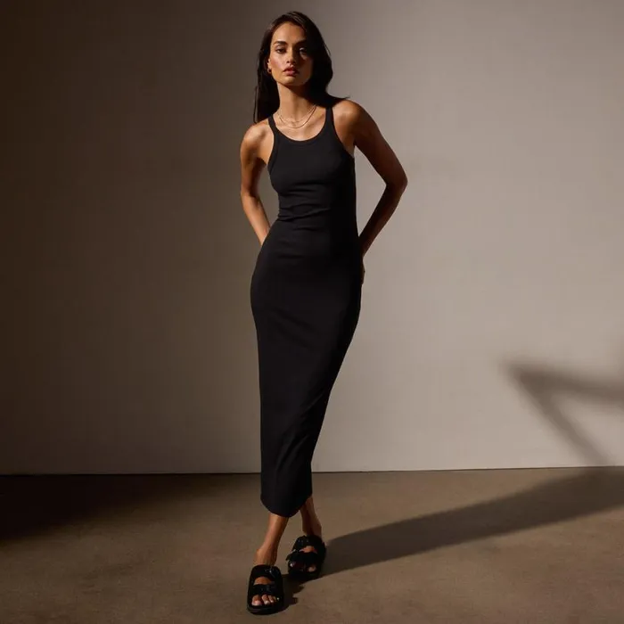 DressesJumpsuits Women James Perse Skinny Rib Tank Dress Black