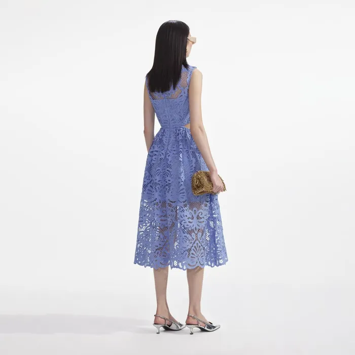 Dresses Women Self Portrait Blue Lace Cut Out Midi Dress