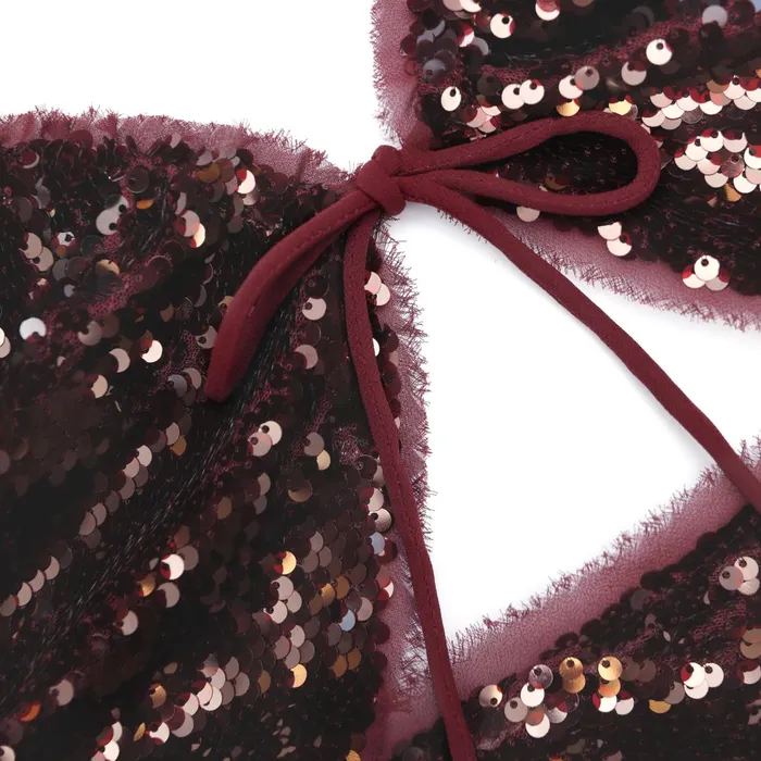 Dresses Women Self Portrait Burgundy Sequin Midi Dress