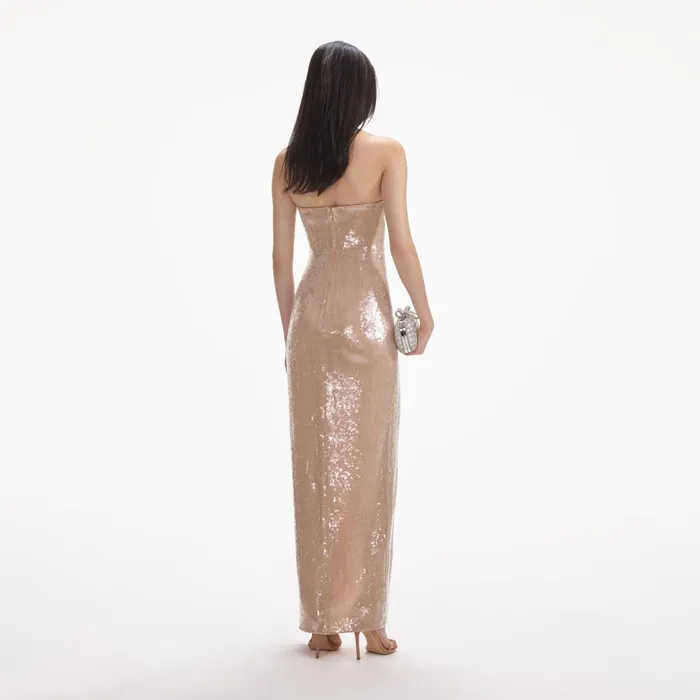 Dresses Women Self Portrait Champagne Sequin Maxi Dress