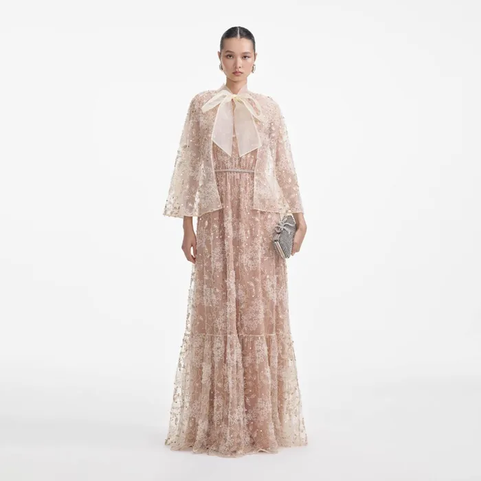 Dresses Women Self Portrait Embellished Cape Maxi Dress