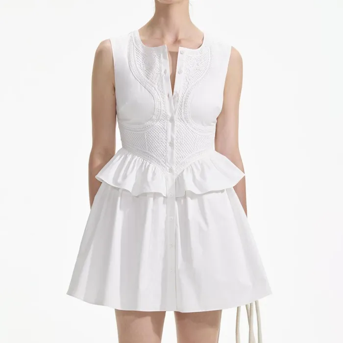 Dresses Women Self Portrait White Lace Panel Mini Dress