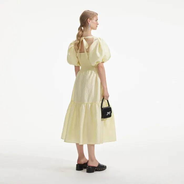 Dresses Women Self Portrait Yellow Jacquard Midi Dress