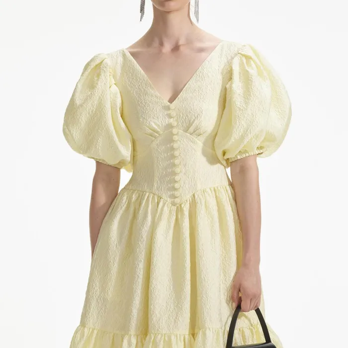 Dresses Women Self Portrait Yellow Jacquard Midi Dress