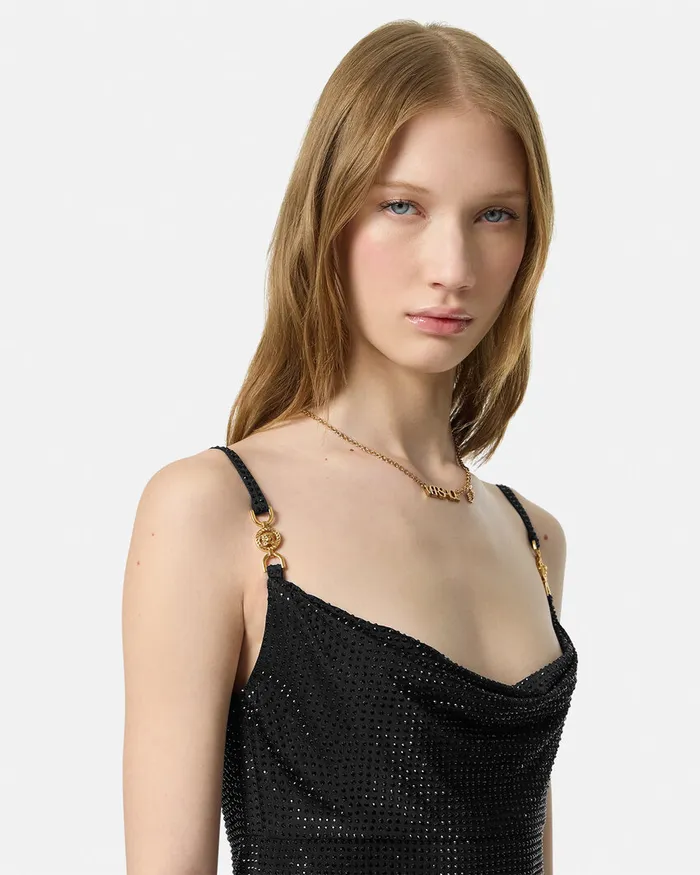 Dresses Women Versace Crystal Mini Dress Black