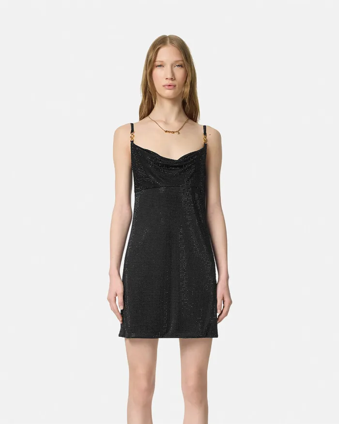 Dresses Women Versace Crystal Mini Dress Black