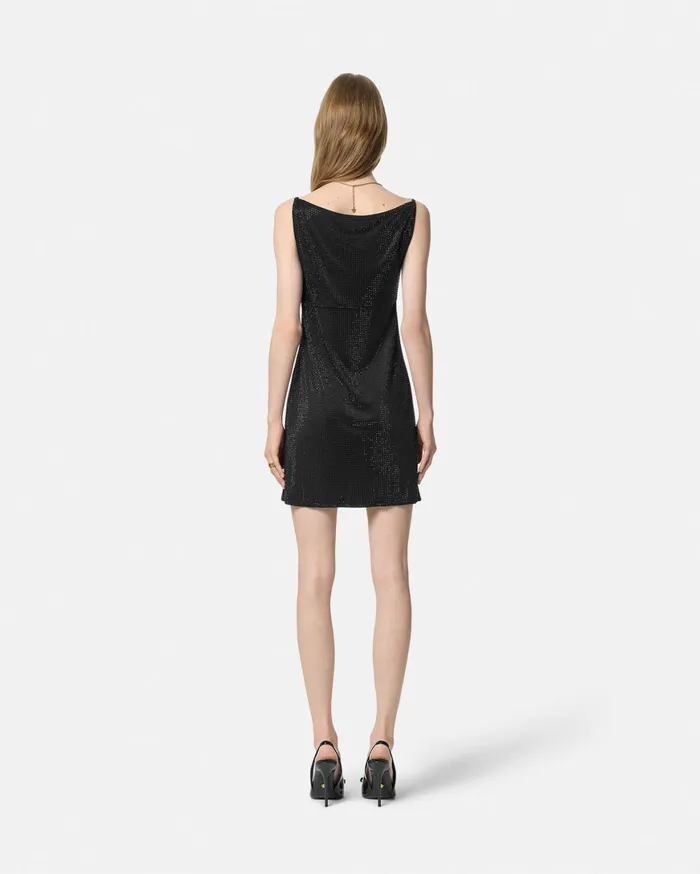 Dresses Women Versace Crystal Mini Dress Black