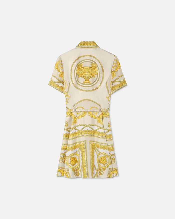 Dresses Women Versace La Coupe Des Dieux Silk Shirt Dress Goldprint