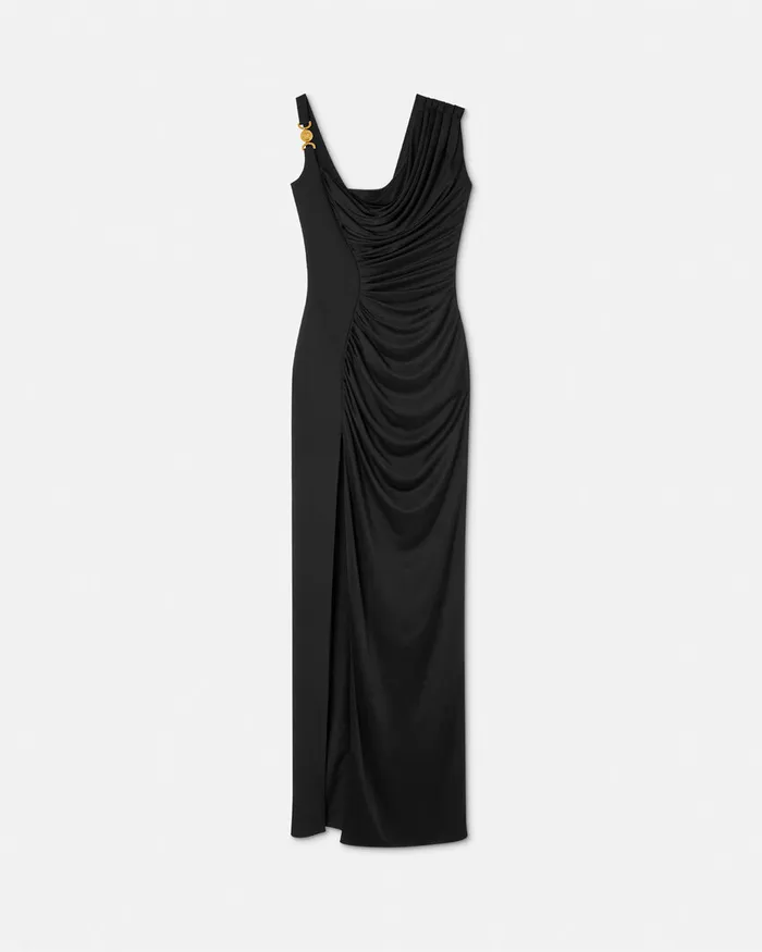 Dresses Women Versace Medusa 03995 Draped Gown Black