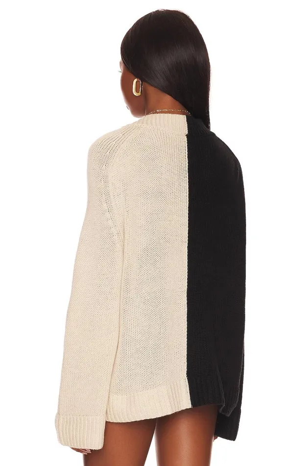 Earlene Color Block V Neck Black and Ivory Women Lovers Friends Sweaters and Knits