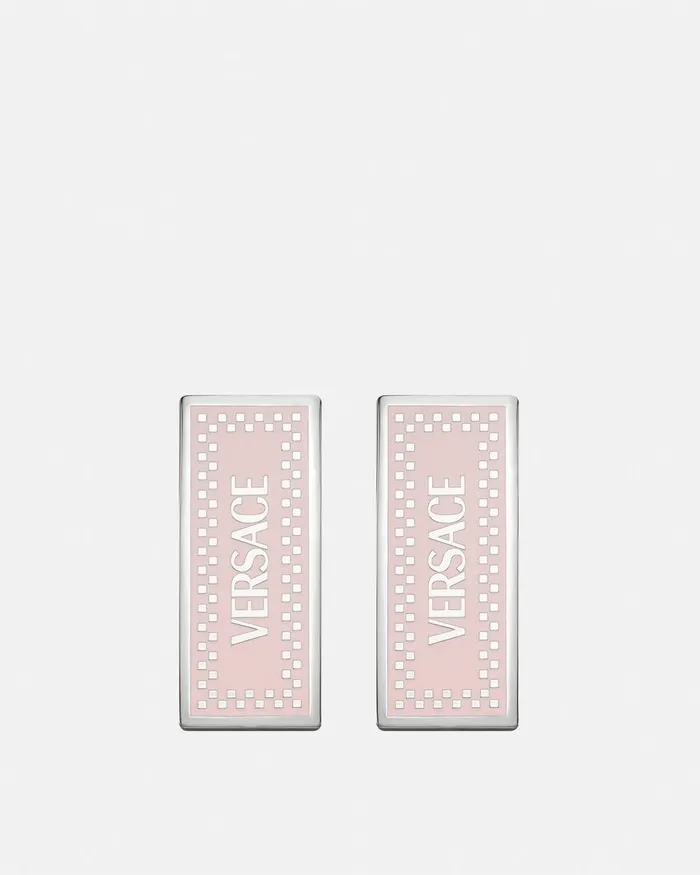 Earrings Women Versace 90s Vintage Logo Earrings Silver