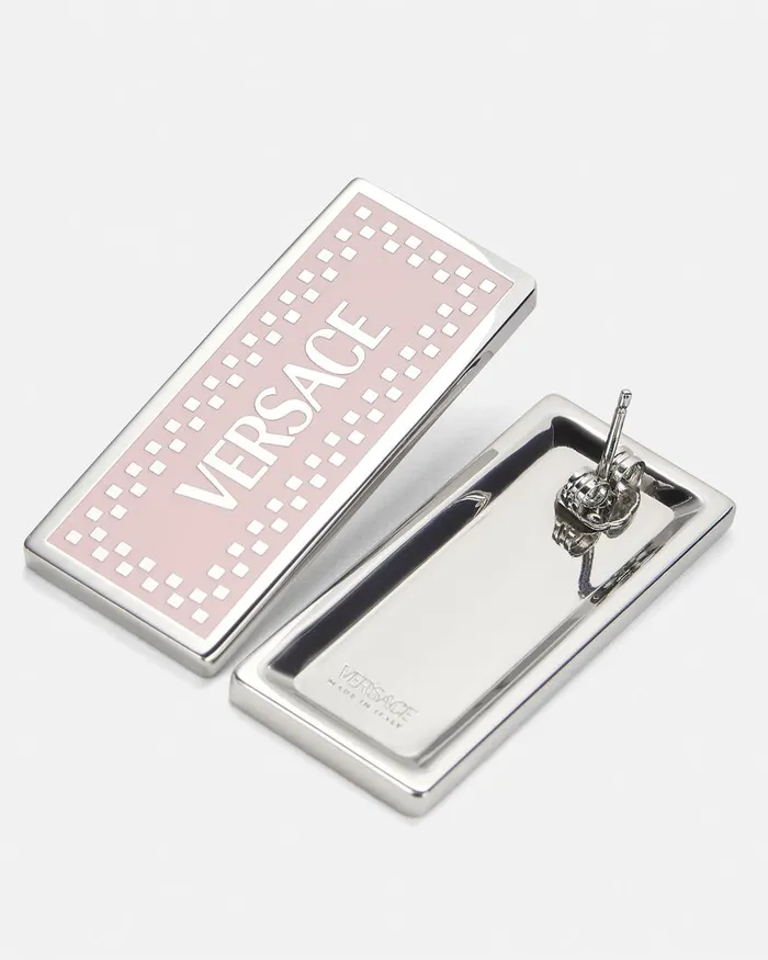 Earrings Women Versace 90s Vintage Logo Earrings Silver