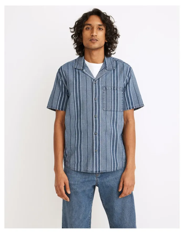 Easy Short Sleeve Camp Shirt In Bosworth Stripe Bosworth Stripe Men Madewell Shirts