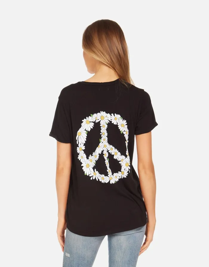 Edda Happy Daisy Peace Black Women039s Lauren Moshi Short Sleeve
