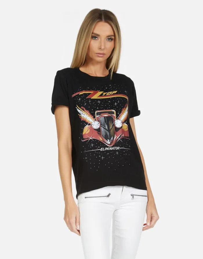 Edda X ZZ Top Eliminator Black Women039s Lauren Moshi Short Sleeve