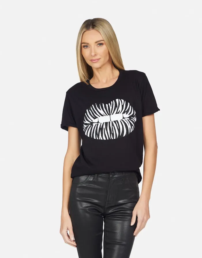 Edda Zebra Lip Black Women039s Lauren Moshi Short Sleeve