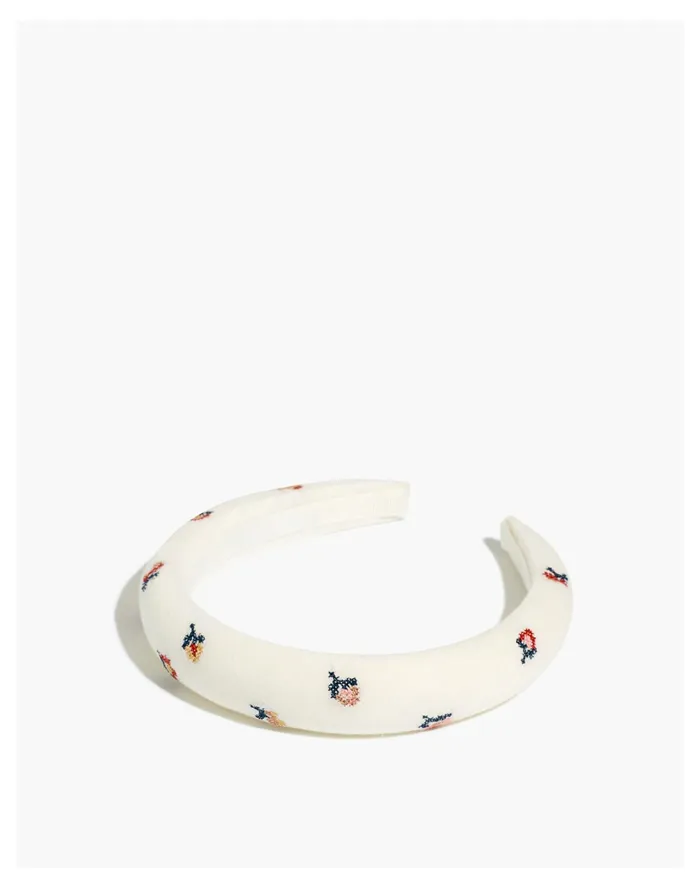 Embroidered Cross Stitch Floral Padded Headband Lighthouse Women Madewell Hair Accessories