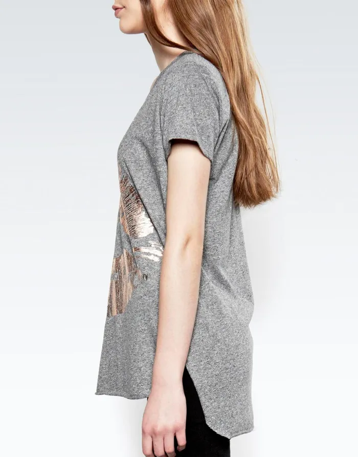 Emmalyn Rose Gold Foil Lip Heather Grey Women039s Lauren Moshi Short Sleeve
