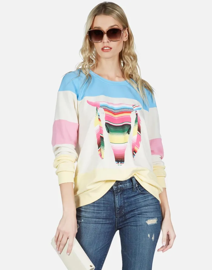 Erica Striped Bull Ivory Lace Multi Women039s Lauren Moshi Long Sleeve