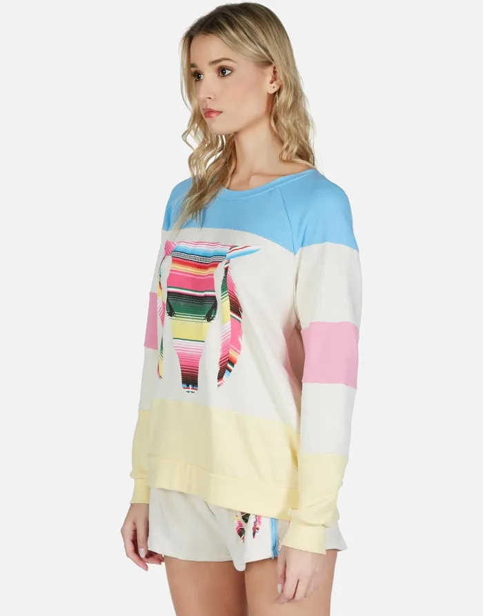Erica Striped Bull Ivory Lace Multi Women039s Lauren Moshi Long Sleeve