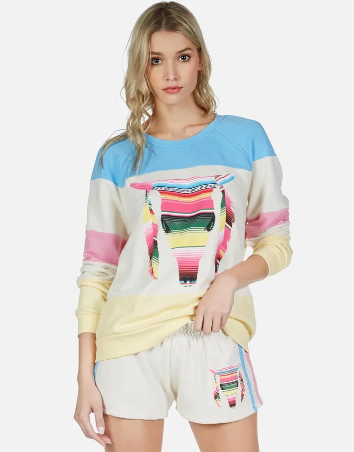 Erica Striped Bull Ivory Lace Multi Women039s Lauren Moshi Long Sleeve