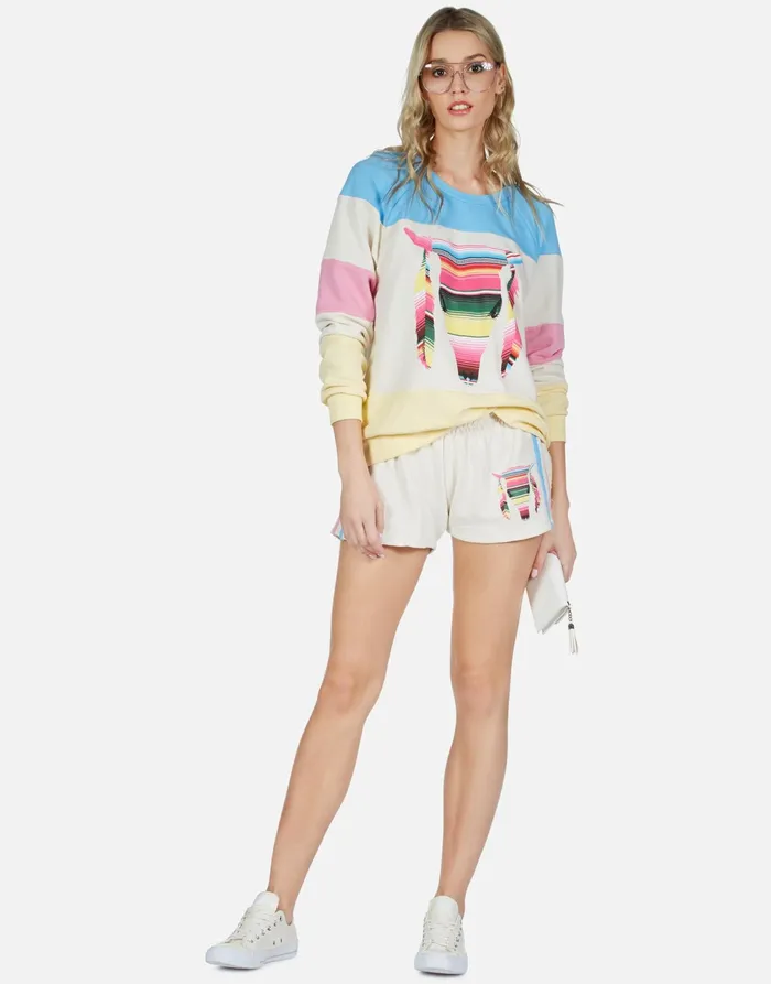 Erica Striped Bull Ivory Lace Multi Women039s Lauren Moshi Long Sleeve