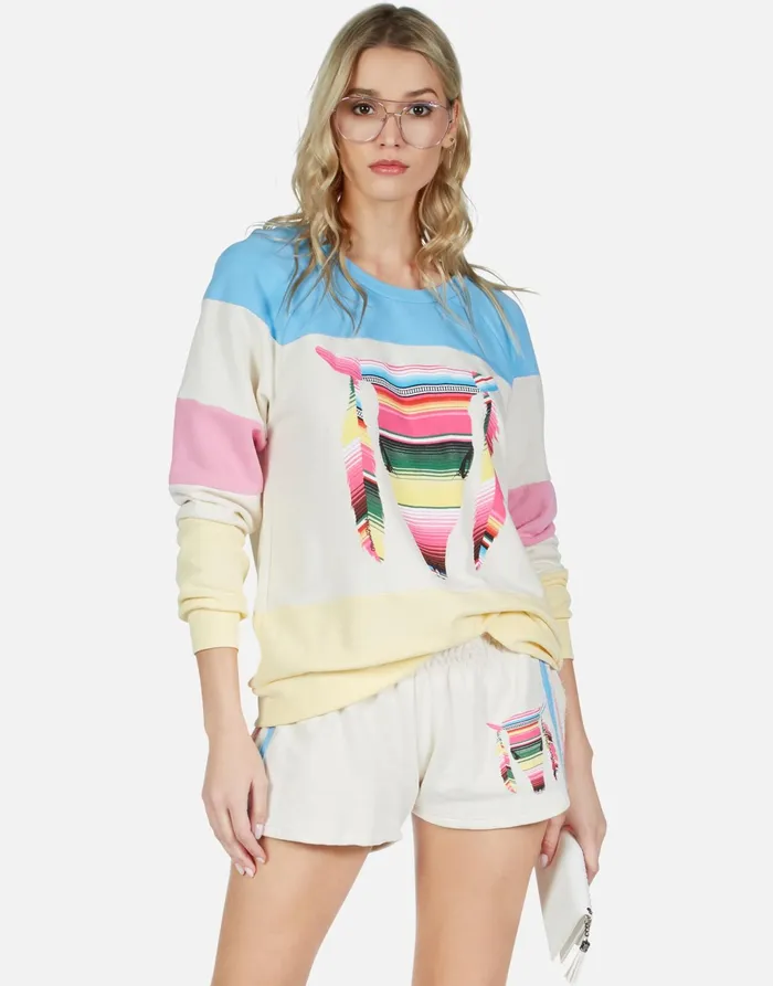 Erica Striped Bull Ivory Lace Multi Women039s Lauren Moshi Long Sleeve