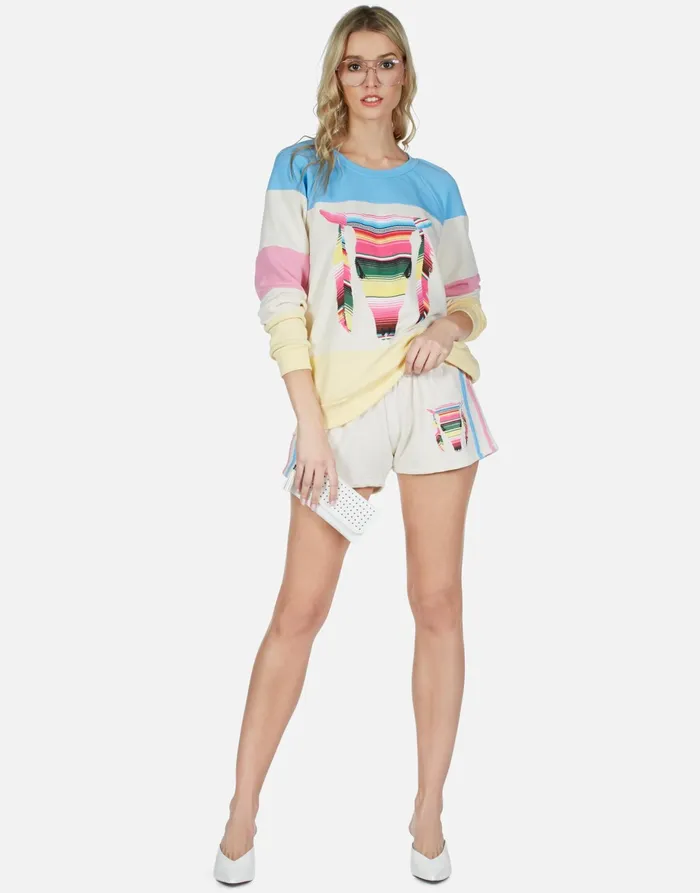 Erica Striped Bull Ivory Lace Multi Women039s Lauren Moshi Long Sleeve