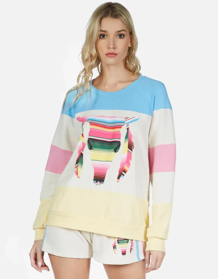 Erica Striped Bull Ivory Lace Multi Women039s Lauren Moshi Long Sleeve