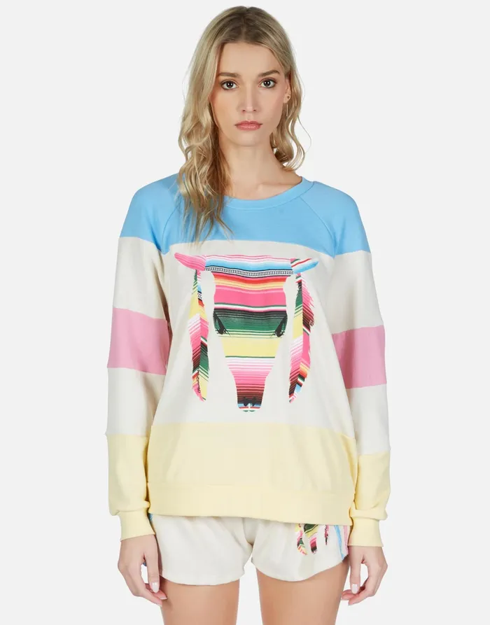 Erica Striped Bull Ivory Lace Multi Women039s Lauren Moshi Long Sleeve